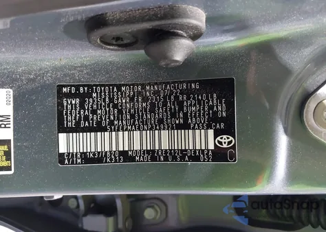 2022 Toyota Corolla Le z USA, uszkodzony, nr VIN 5YFEPMAE0NP349921